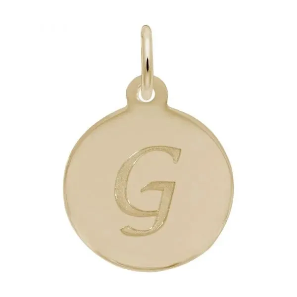 Rembrandt Charms Sterling Silver Rhodium or Gold Plated Initial G Disc Charm Pendant