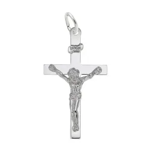 Rembrandt Charms Sterling Silver Rhodium Plated Crucifix Pendant