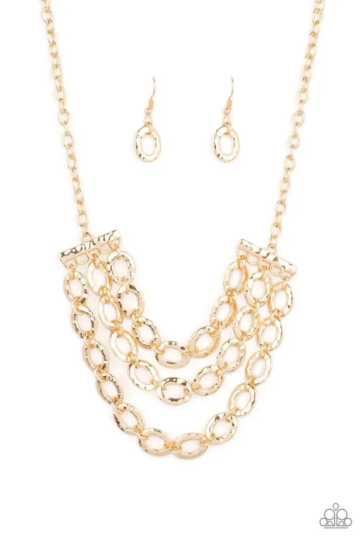 Repeat After Me Gold Paparazzi Necklace