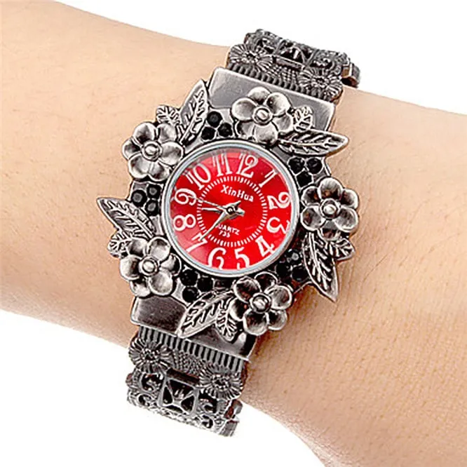 Retro Flowers Solid Steel Watches