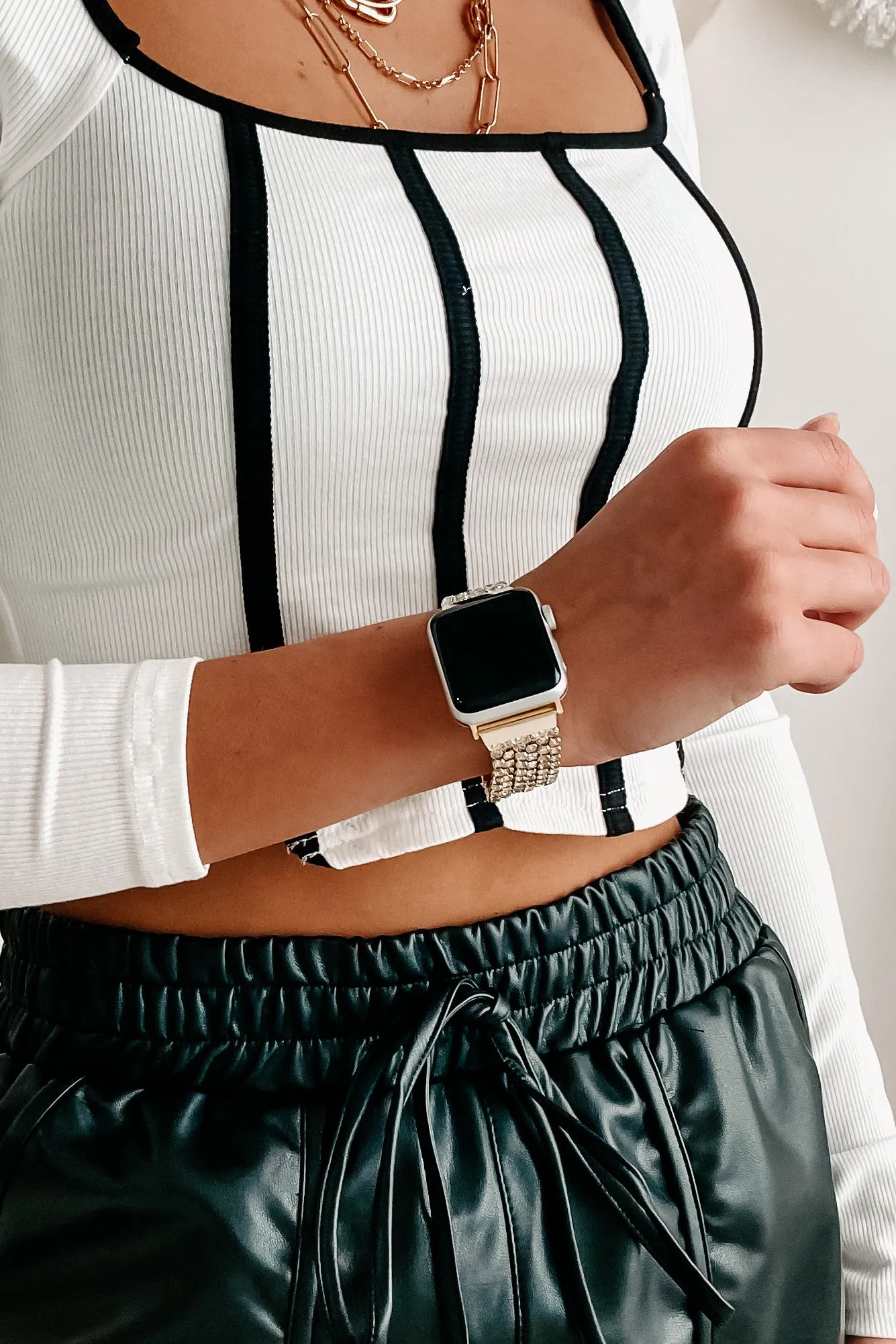 Rhinestone Sweetie Rhinestone Apple Watch Band (Gold)