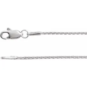 Rhodium-Plated Sterling Silver 1 mm Wheat 20" Chain With Lobster Clasp