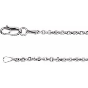 Rhodium-Plated Sterling Silver 1.75 mm Diamond Cut Cable 24" Chain