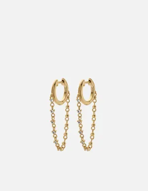 Rian Chain Earrings, Gold Vermeil/Topaz