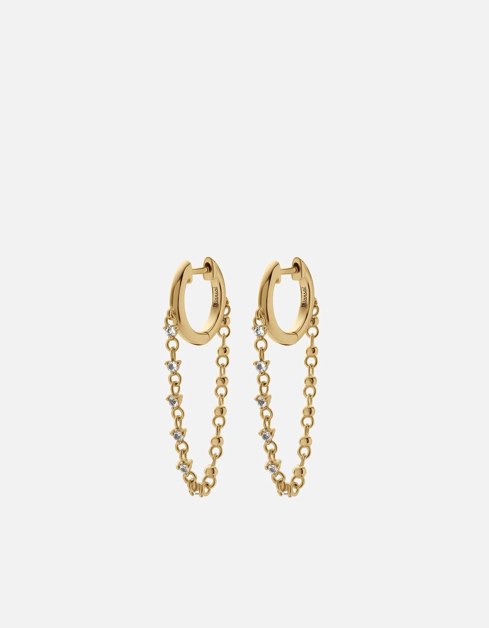 Rian Chain Earrings, Gold Vermeil/Topaz
