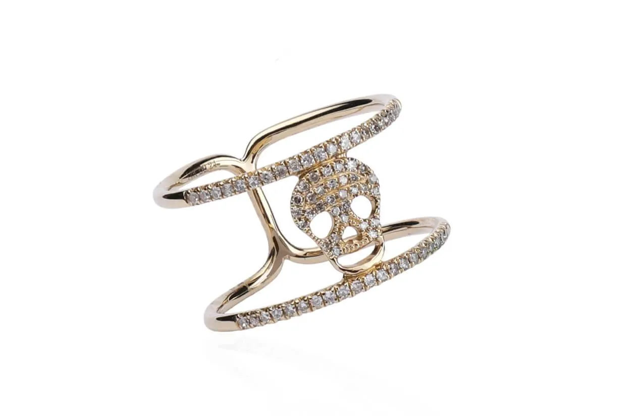 Ring 14kt Gold Skull & Diamonds
