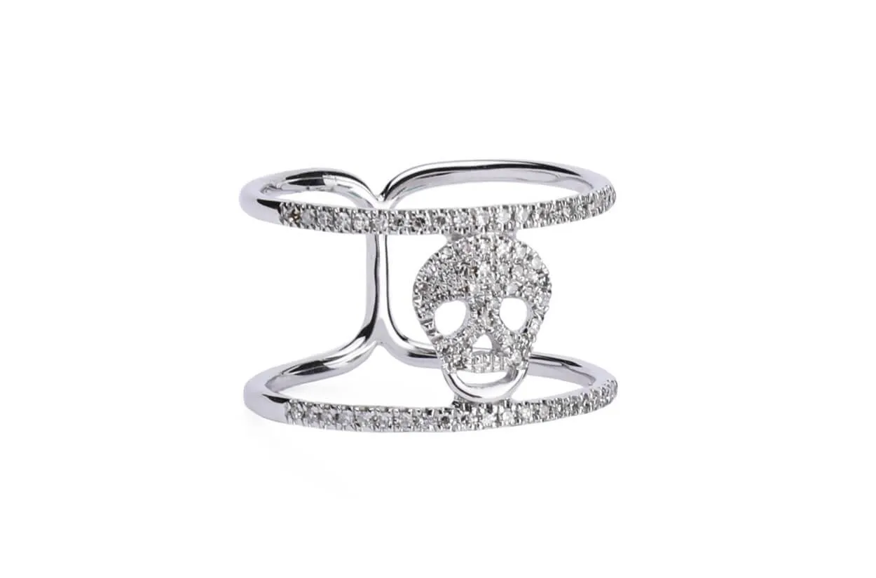 Ring 14kt Gold Skull & Diamonds