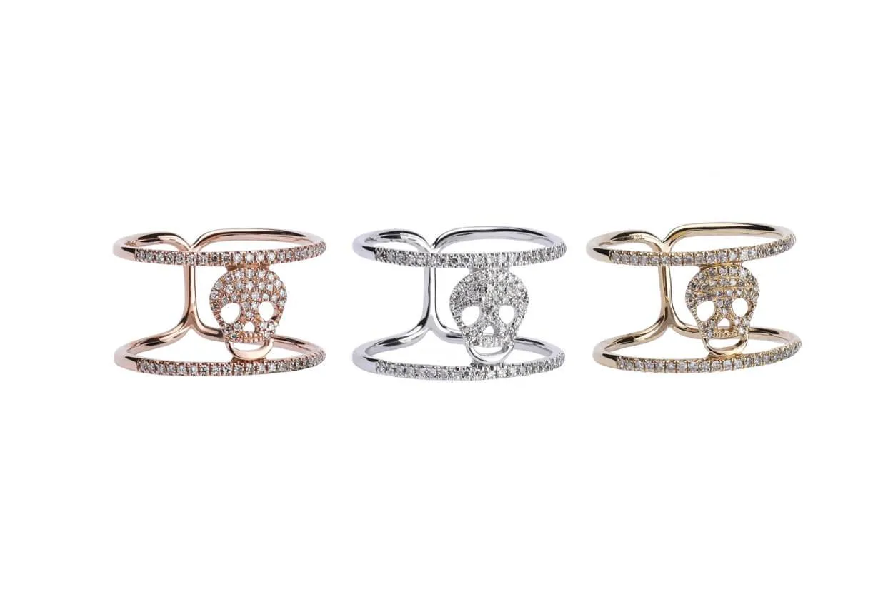 Ring 14kt Gold Skull & Diamonds
