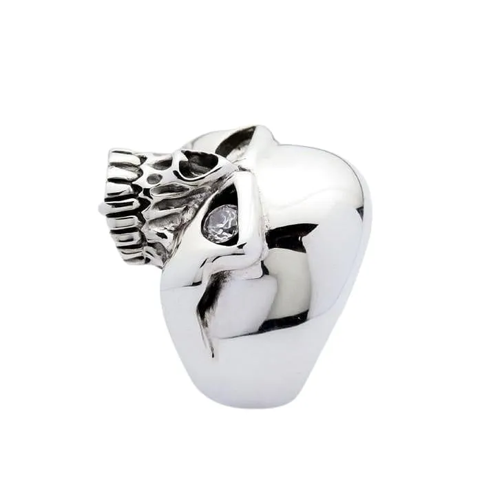 Rock Diamond Eye Sterling Silver Skull Ring