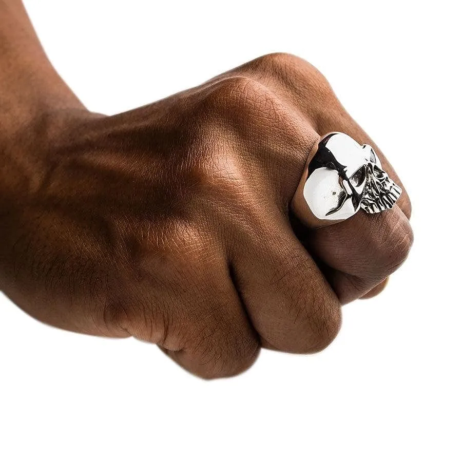 Rock Diamond Eye Sterling Silver Skull Ring