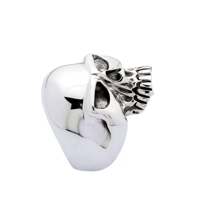 Rock Diamond Eye Sterling Silver Skull Ring
