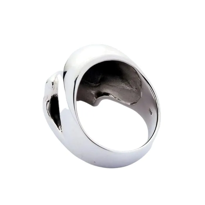 Rock Diamond Eye Sterling Silver Skull Ring