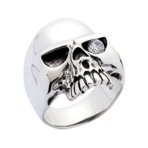 Rock Diamond Eye Sterling Silver Skull Ring