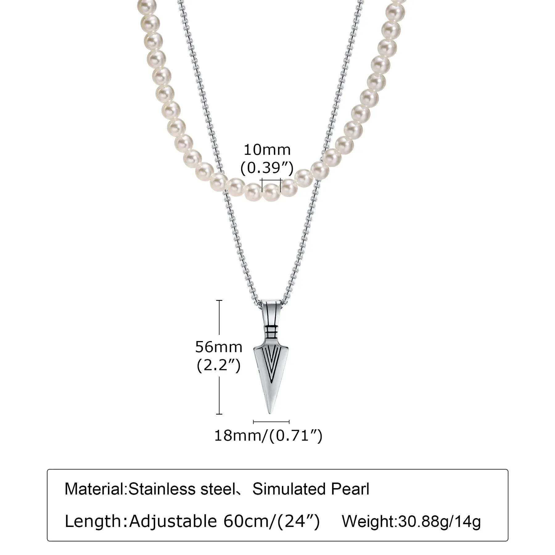 Rock Punk Stainless Steel Arrowhead Primal Necklaces for Men