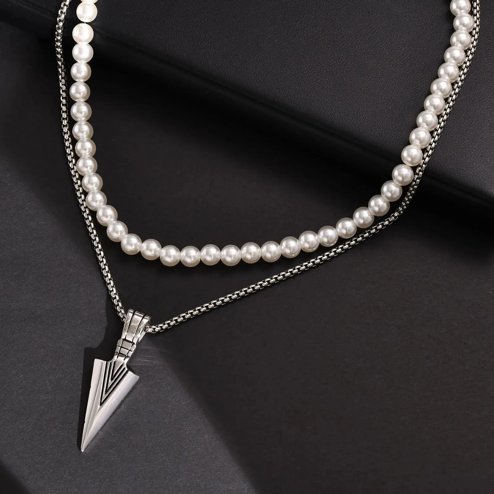 Rock Punk Stainless Steel Arrowhead Primal Necklaces for Men