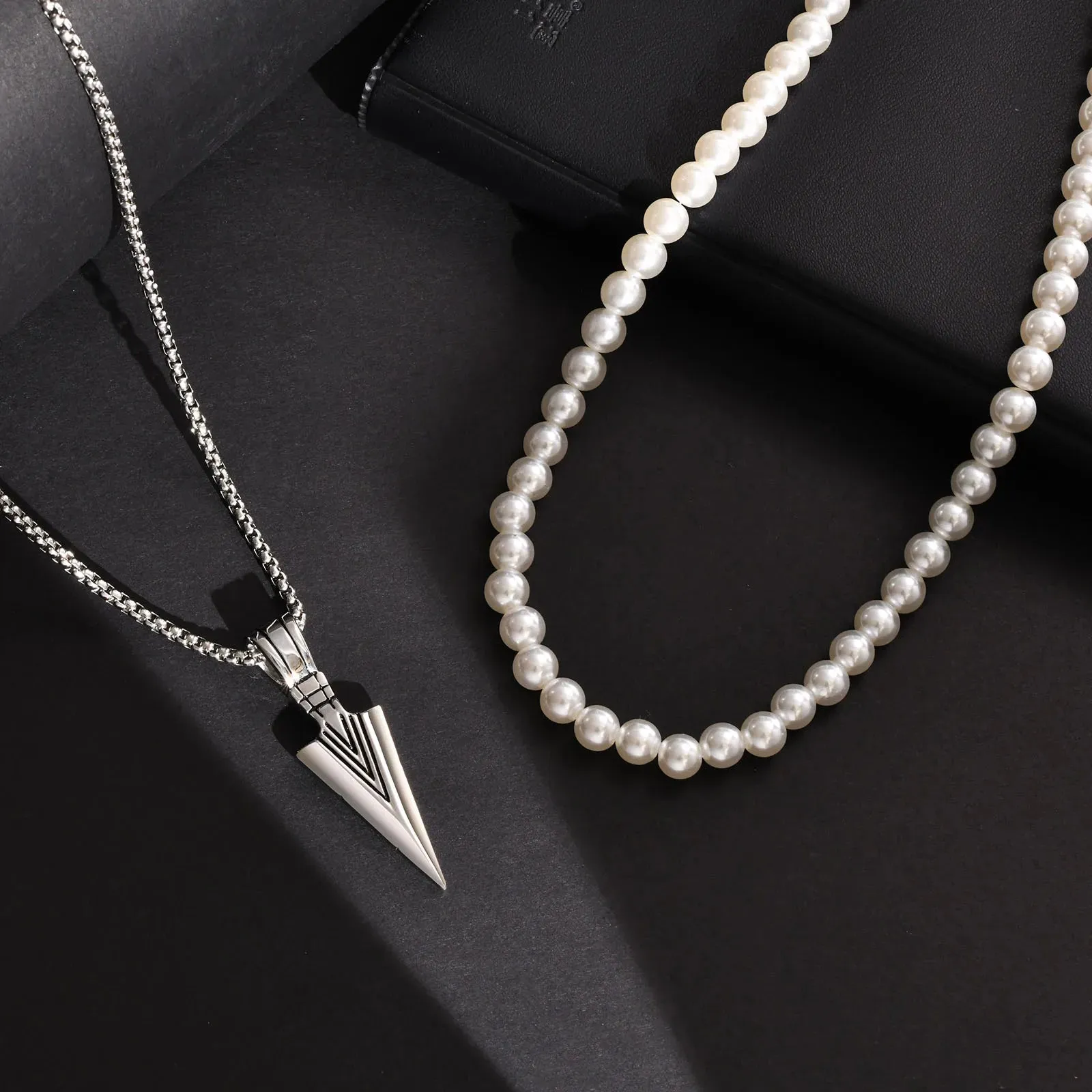 Rock Punk Stainless Steel Arrowhead Primal Necklaces for Men