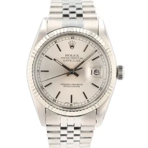 Rolex Datejust  16014 36mm Siler Index w/Roman Track Dial Fluted Bezel Jubilee Band