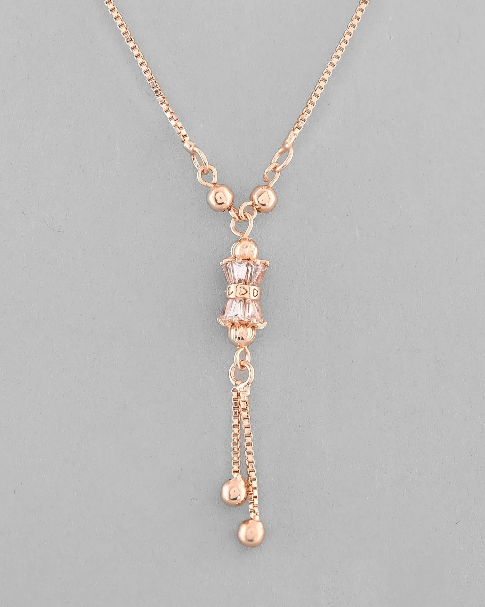 Rose Gold Plated AD Stone Studded Chain-VOJ302
