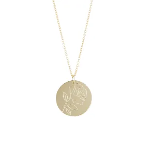 Rose Hand Engraved Love Token Necklace