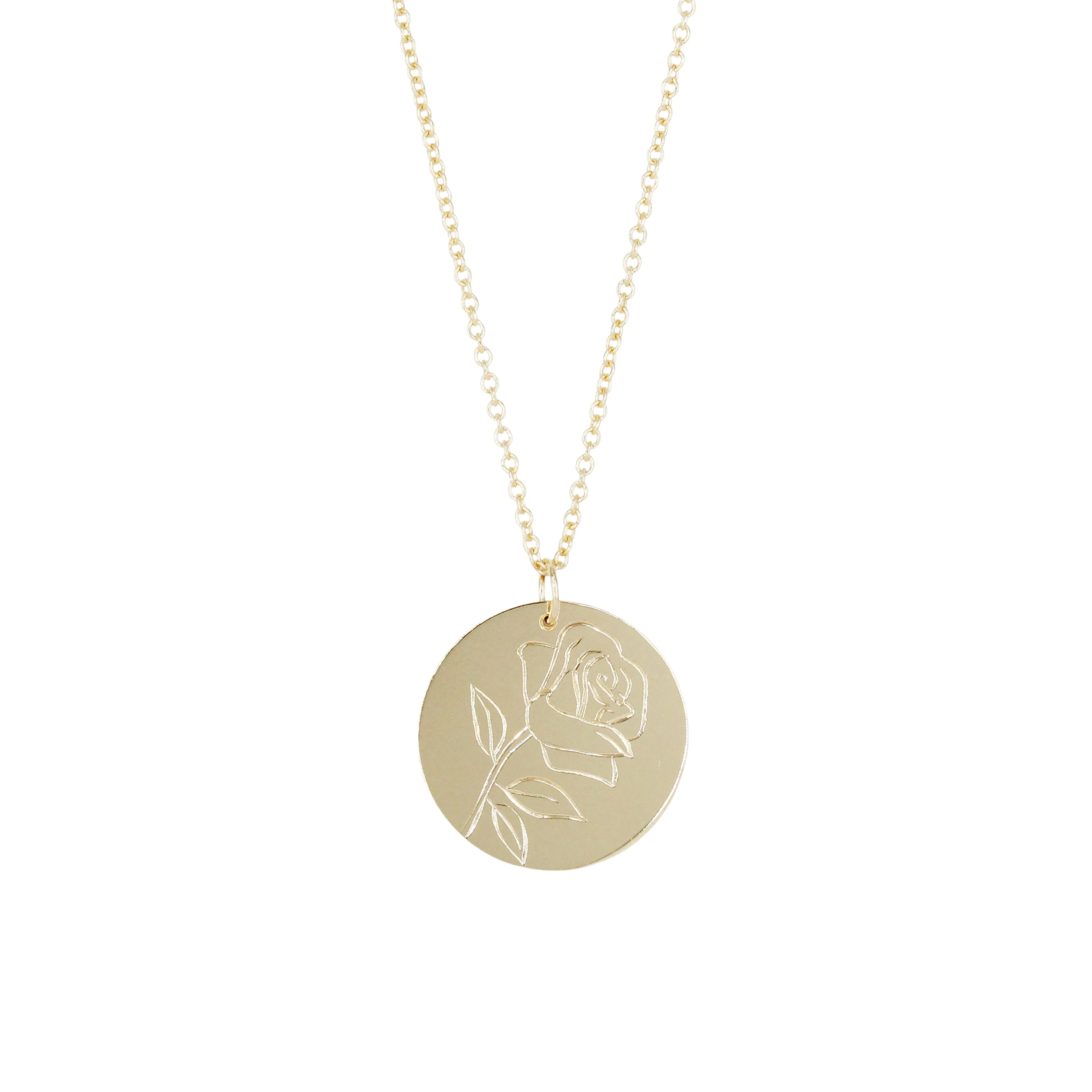 Rose Hand Engraved Love Token Necklace