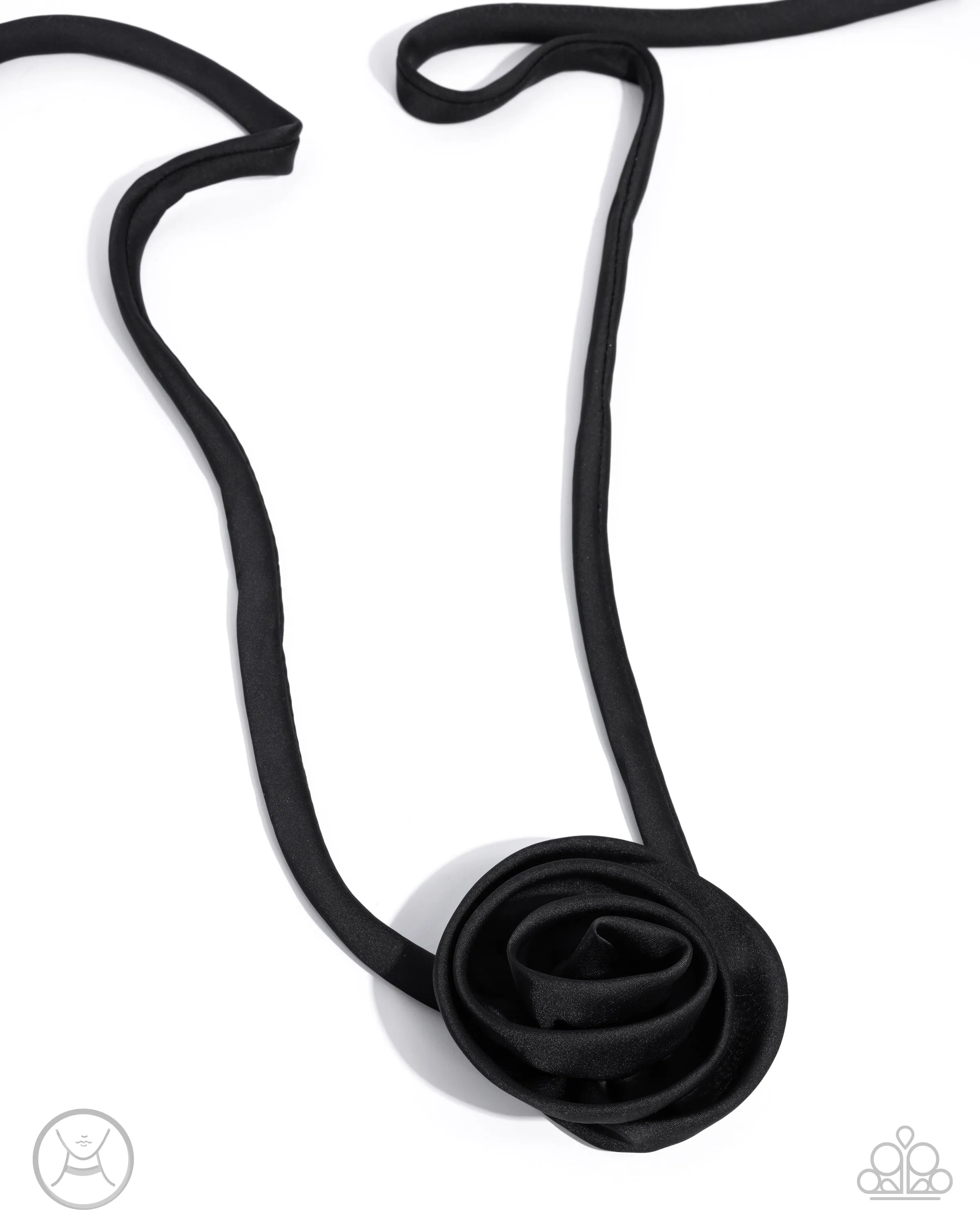 Rosette Reality - Black - Silk Flower Ribbon Paparazzi Choker Necklace - September 2024 Life of the Party Exclusive