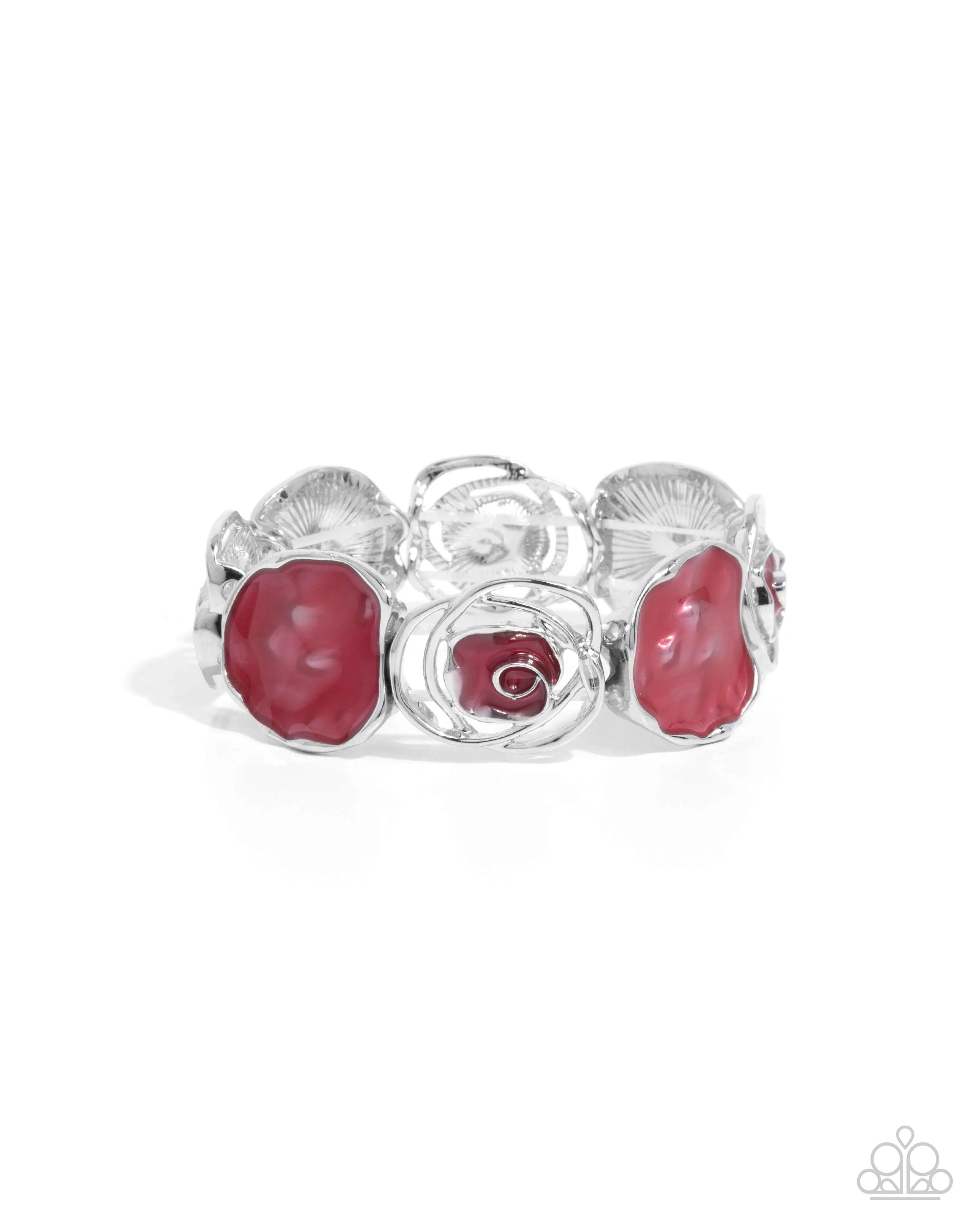 Rosy Rubato - Red - Painted Abstract Flower Paparazzi Stretchy Bracelet