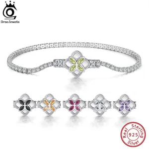 Rotatable Clover Clasp Tennis Bracelet 925 Sterling Silver for Women