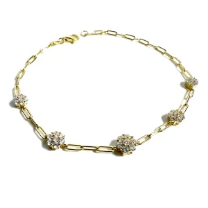 Round Flower Paperclip Bracelet
