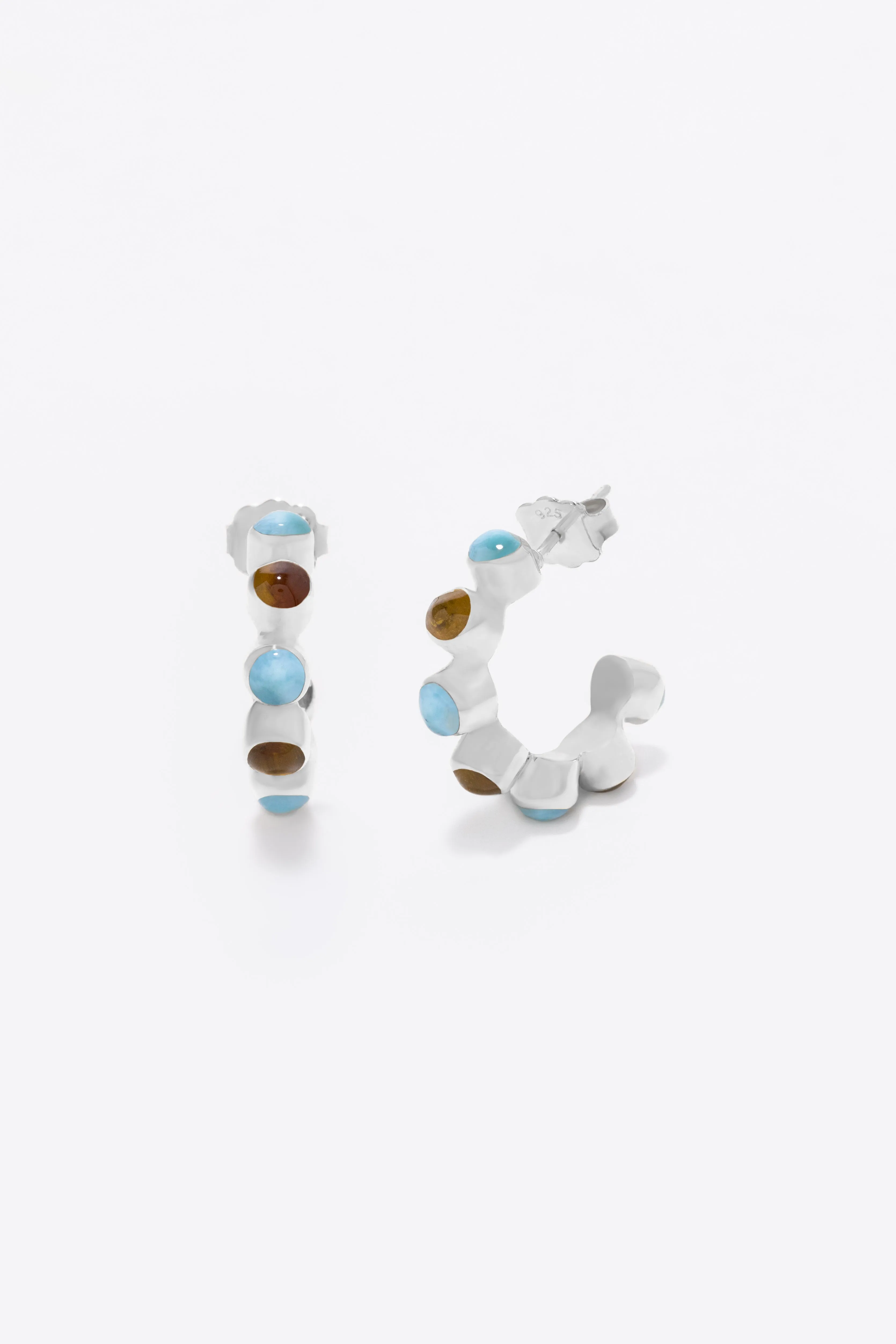 Round Of Blues Baby Hoops - Larimar/Amber