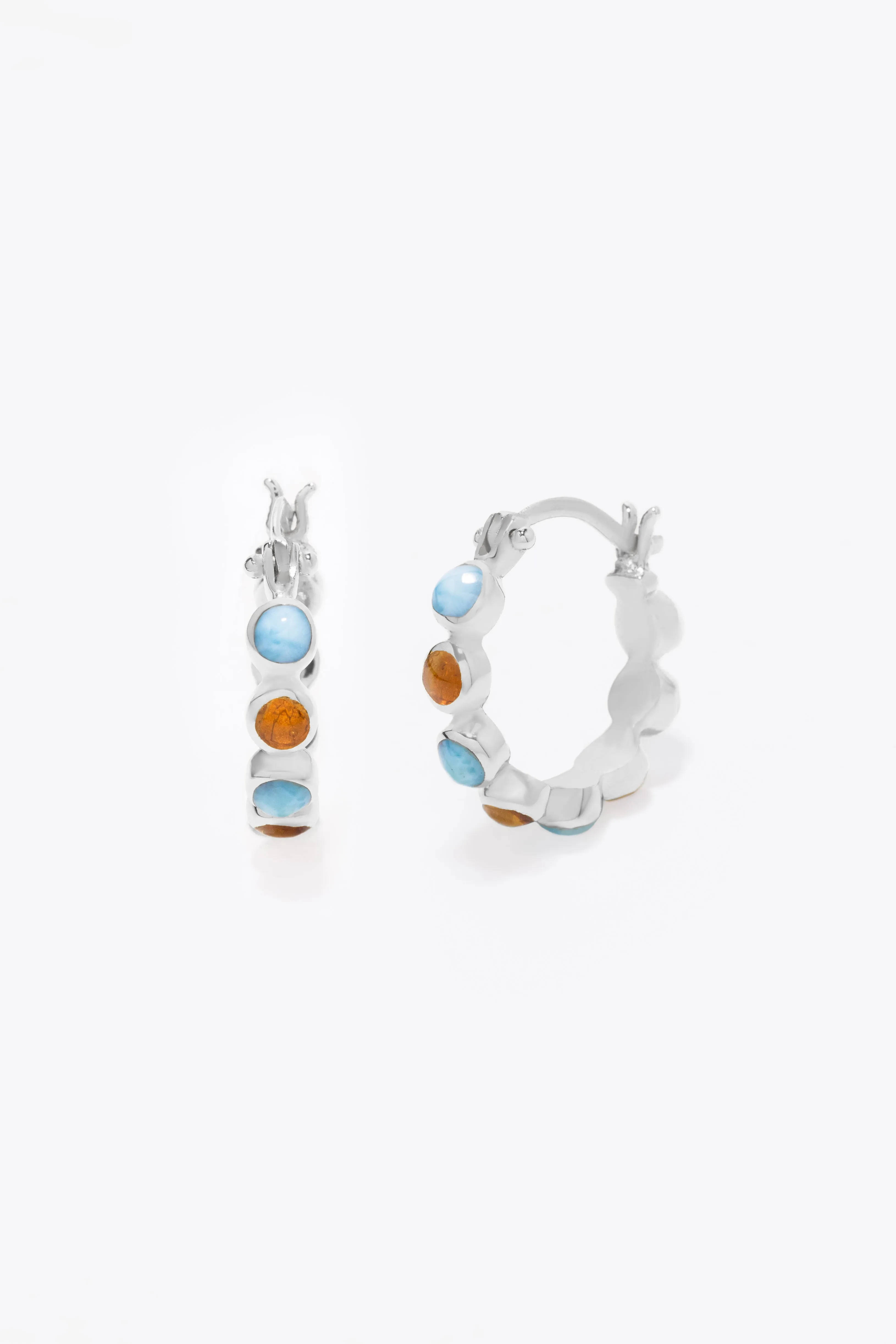 Round Of Blues Earrings - Amber/Larimar