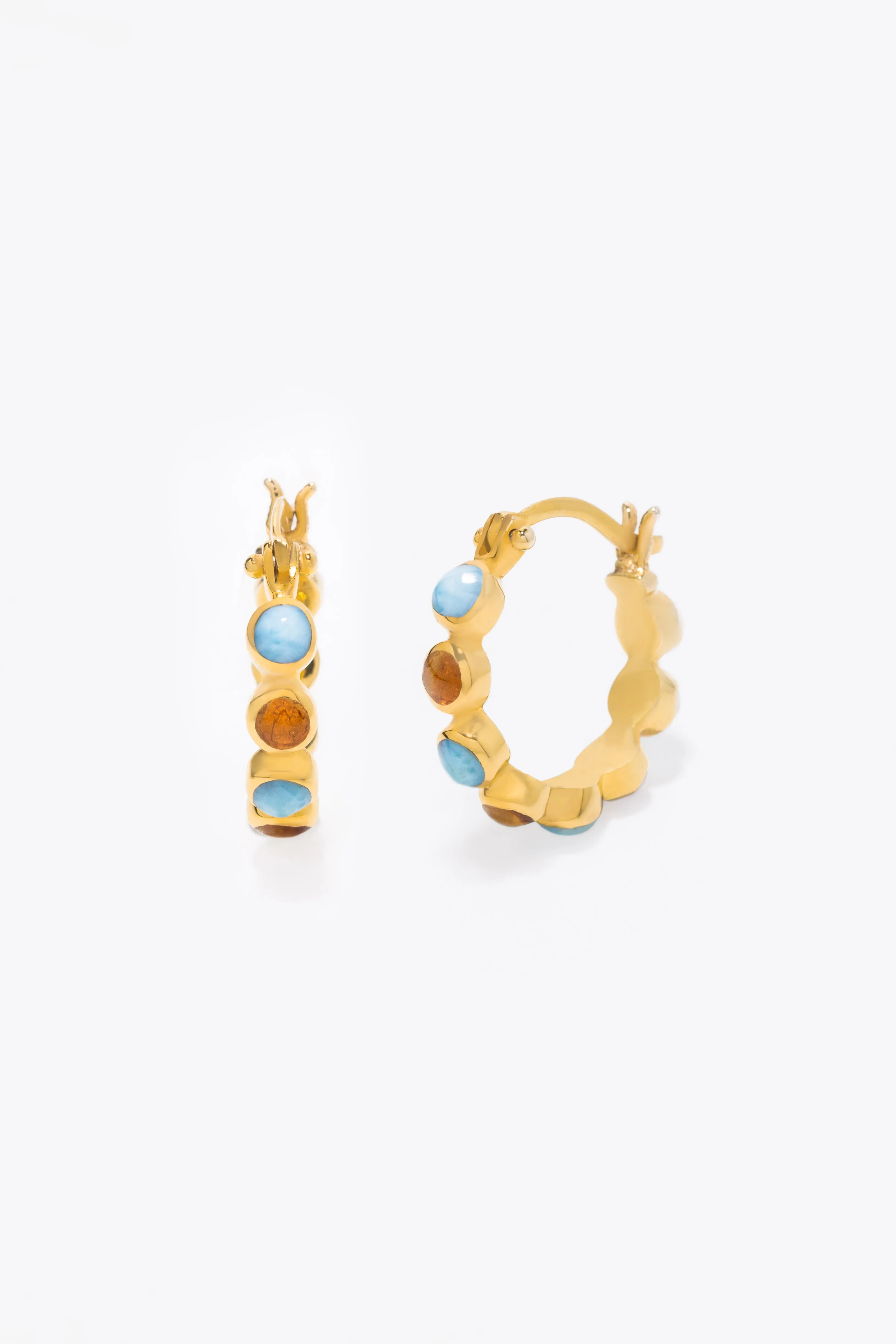 Round Of Blues Earrings - Amber/Larimar