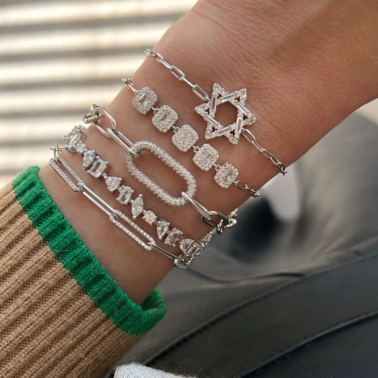 Round Pave Link Bracelet