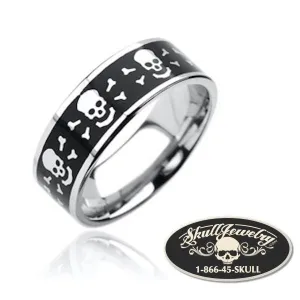 Round Skull & Bones Stainless Steel Ring (m0500)