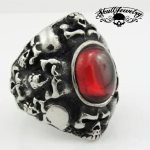Runaround - Skull Ring With Red Stone (#607)