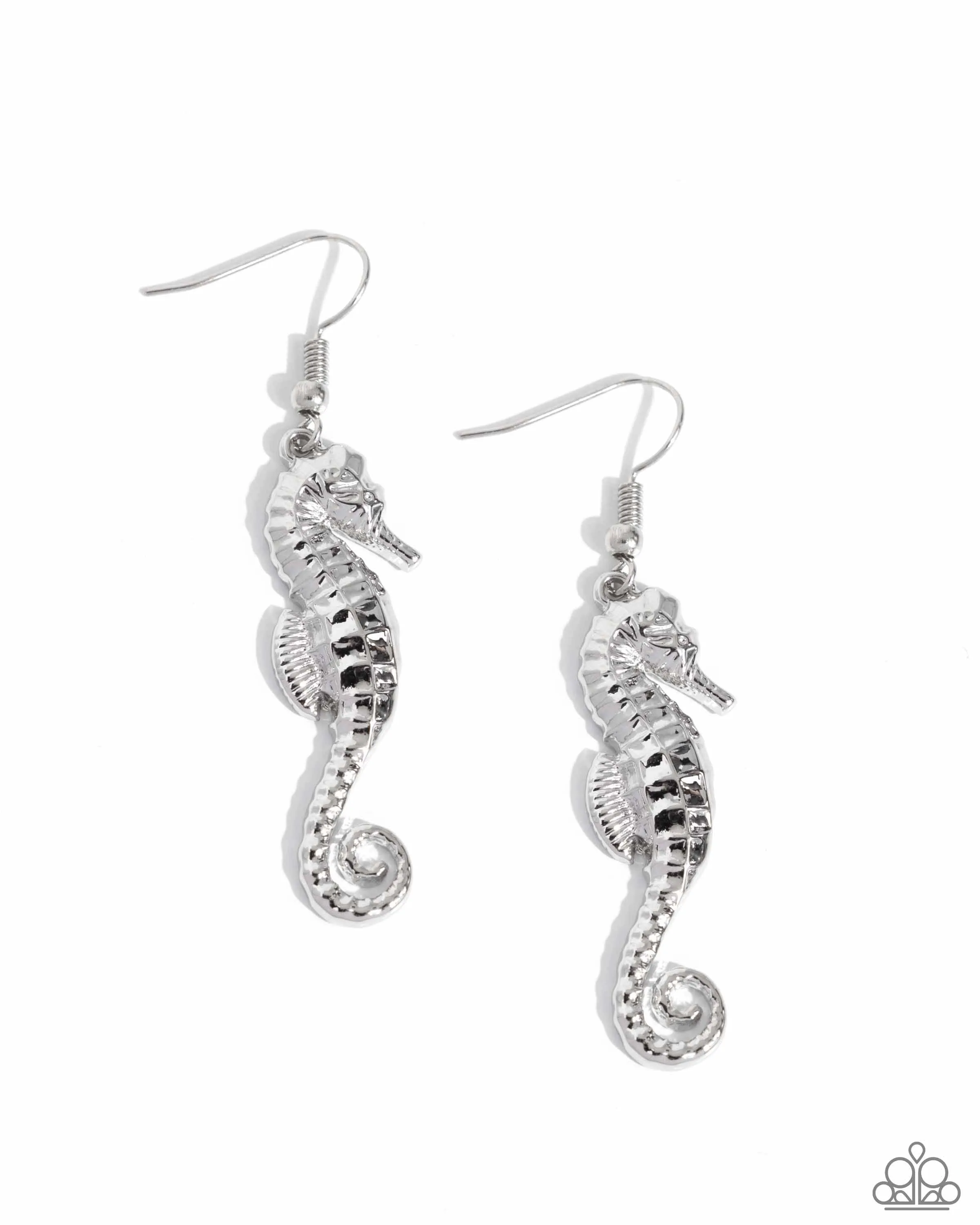 Seahorse Sheen - Silver - Paparazzi Fishhook Earrings