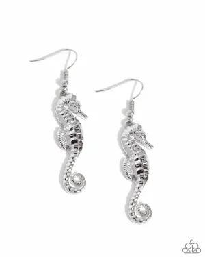 Seahorse Sheen - Silver - Paparazzi Fishhook Earrings