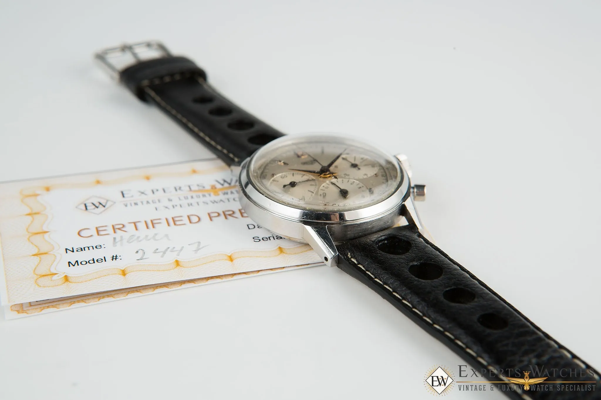 Serviced 1940's Vintage Heuer 2447 Chronograph Valjoux 72 Pre-Carrera Military