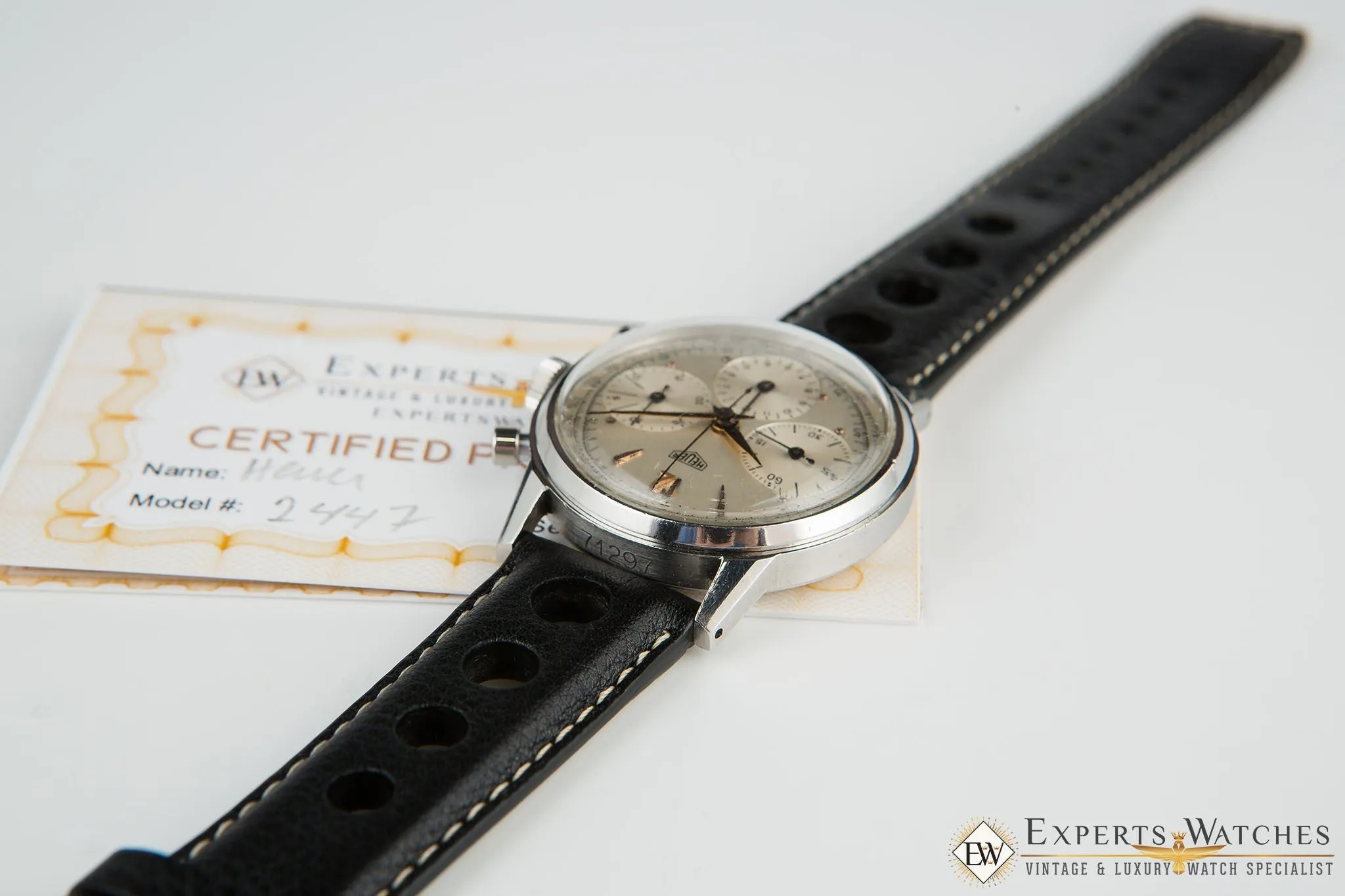 Serviced 1940's Vintage Heuer 2447 Chronograph Valjoux 72 Pre-Carrera Military