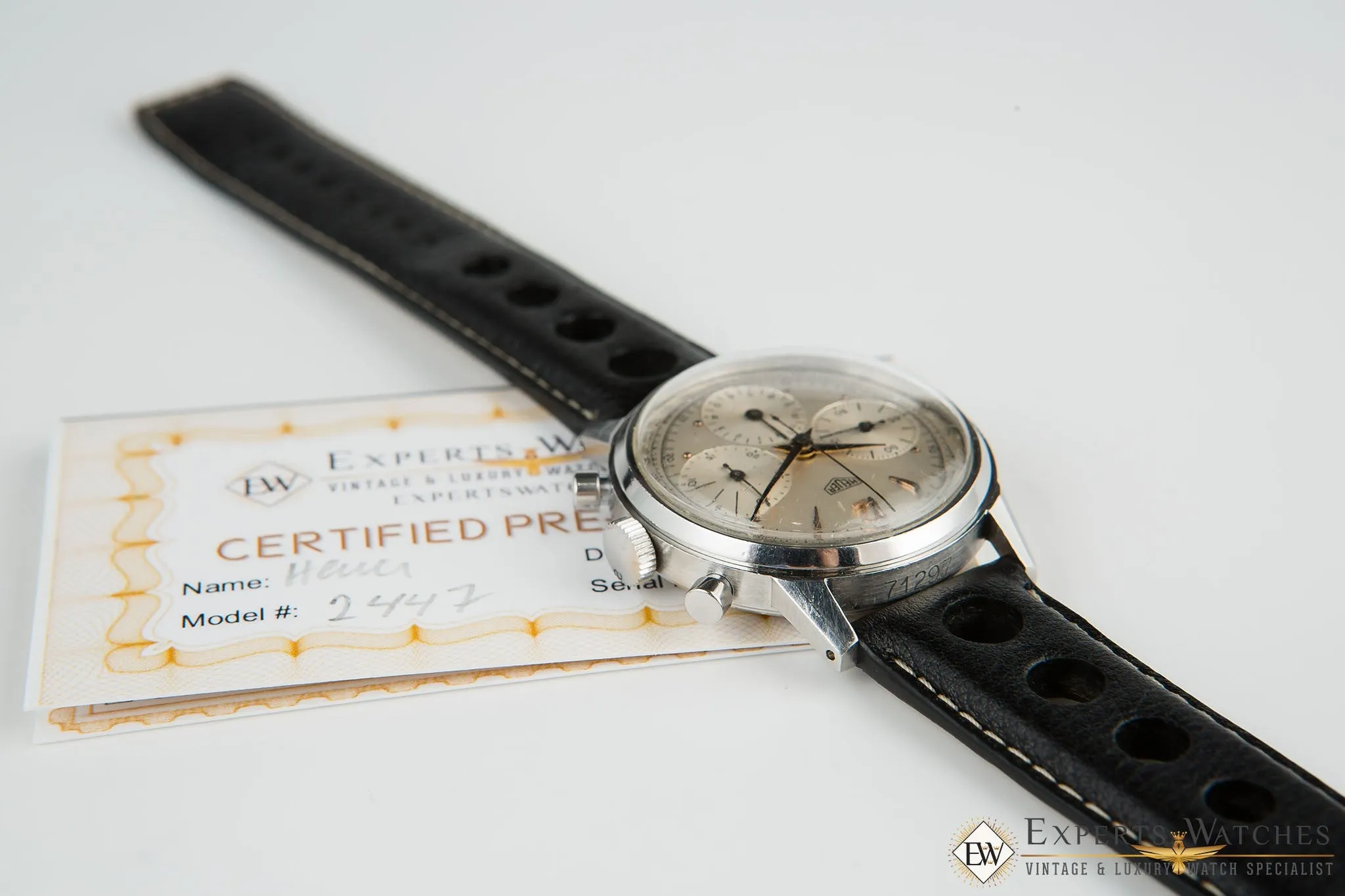 Serviced 1940's Vintage Heuer 2447 Chronograph Valjoux 72 Pre-Carrera Military