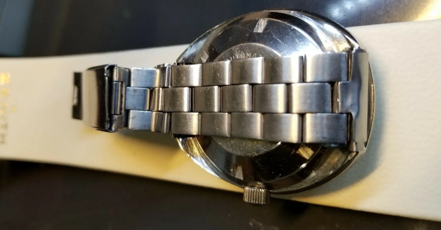 Serviced 70 's Vintage Gruen Precision Diving 1500 ft Diver Orange Dial Watch