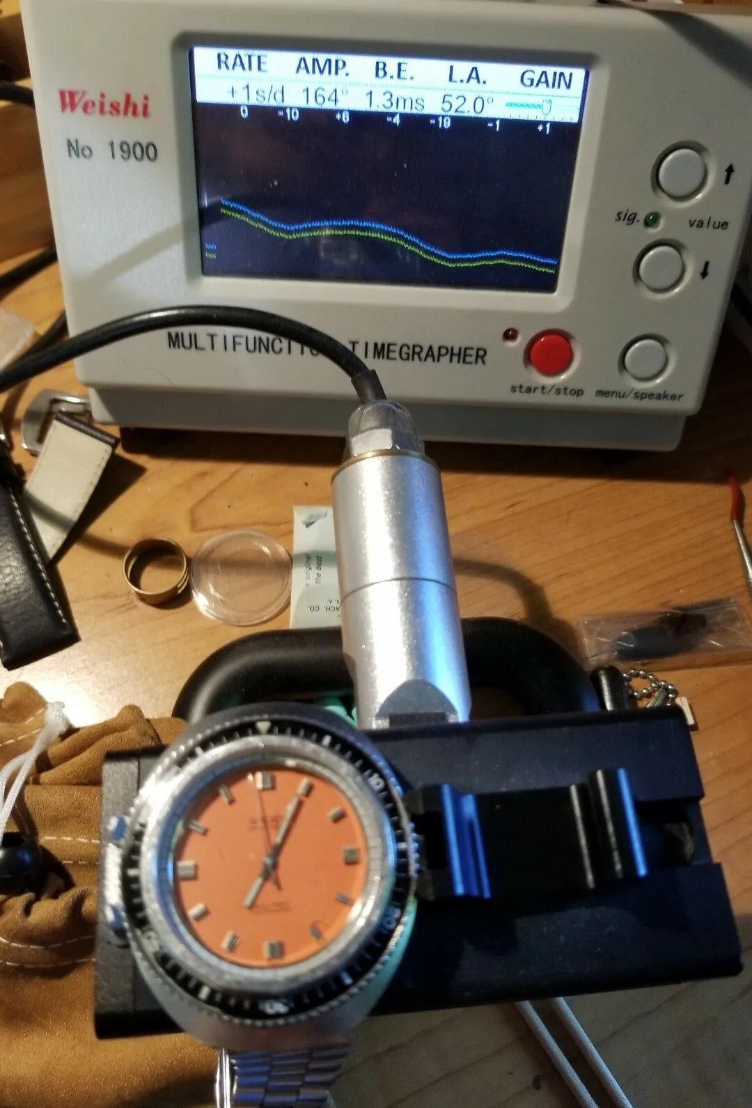 Serviced 70 's Vintage Gruen Precision Diving 1500 ft Diver Orange Dial Watch