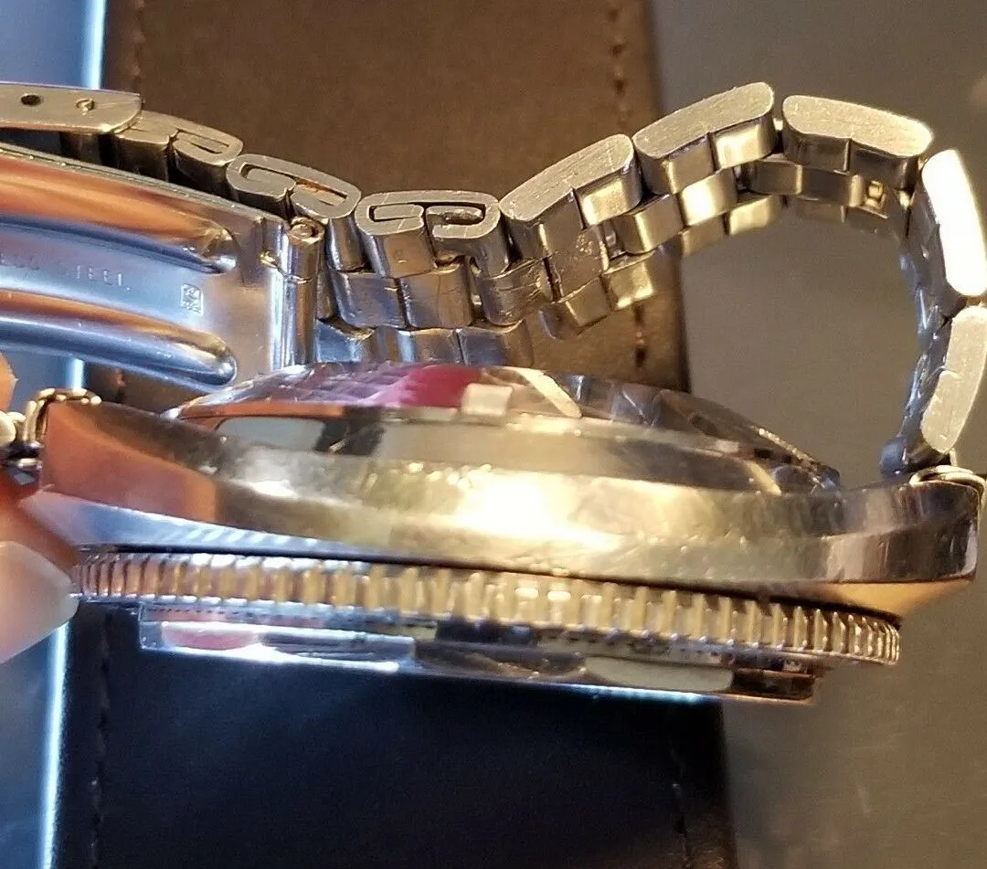 Serviced 70 's Vintage Gruen Precision Diving 1500 ft Diver Orange Dial Watch