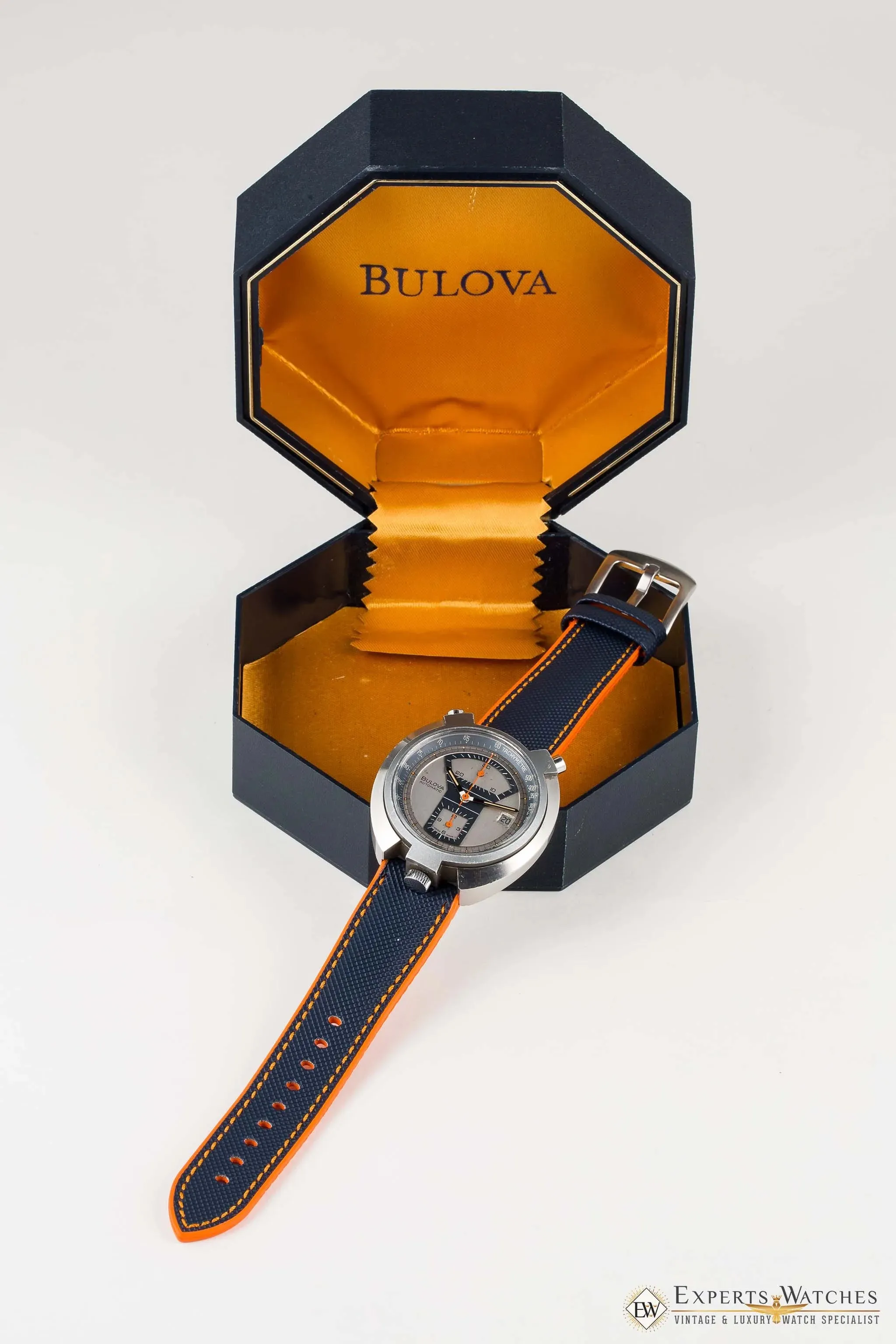 Serviced BULOVA BULLHEAD Parking Meter Chronograph Automatic Cal 12 1973 Watch