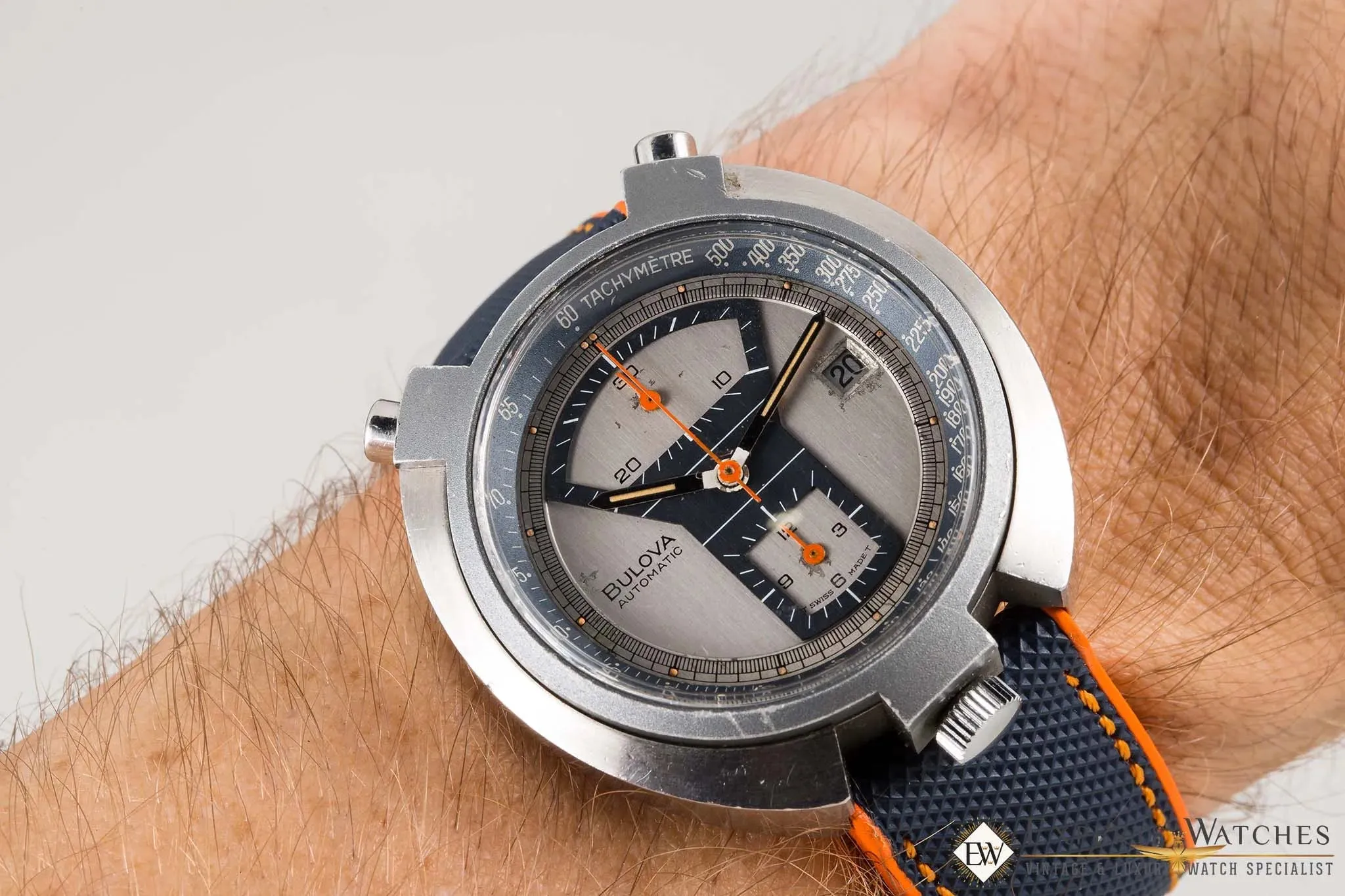 Serviced BULOVA BULLHEAD Parking Meter Chronograph Automatic Cal 12 1973 Watch
