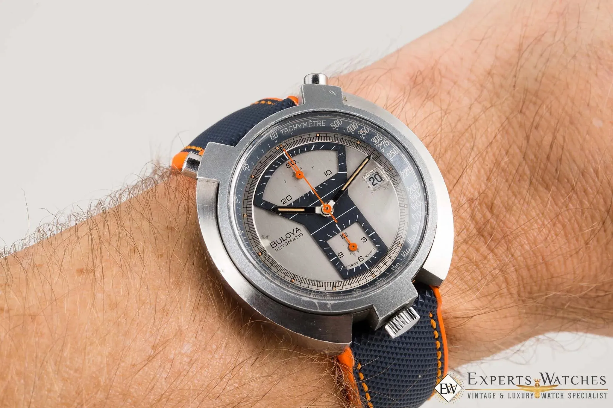 Serviced BULOVA BULLHEAD Parking Meter Chronograph Automatic Cal 12 1973 Watch