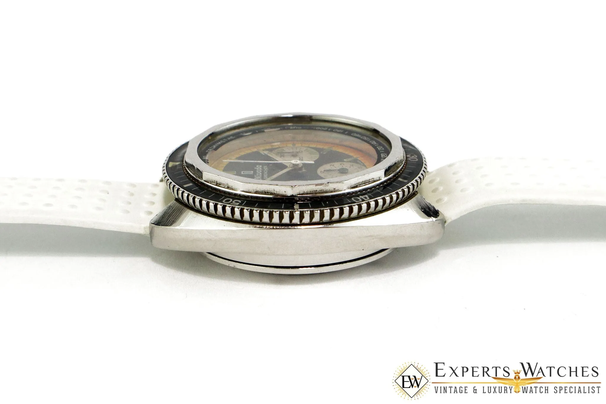 Serviced Vintage 1970's Nivada Panda Tropical Chronograph Super Diver Valjoux 72