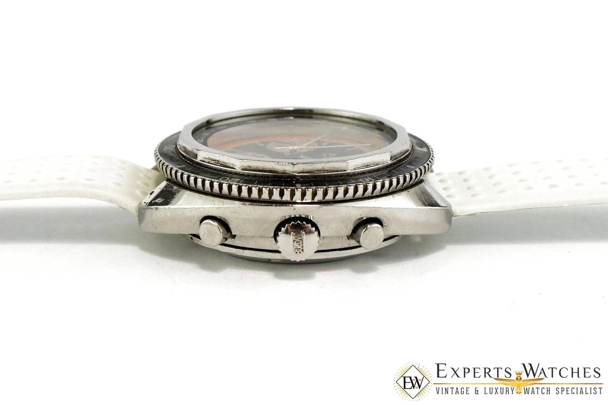 Serviced Vintage 1970's Nivada Panda Tropical Chronograph Super Diver Valjoux 72