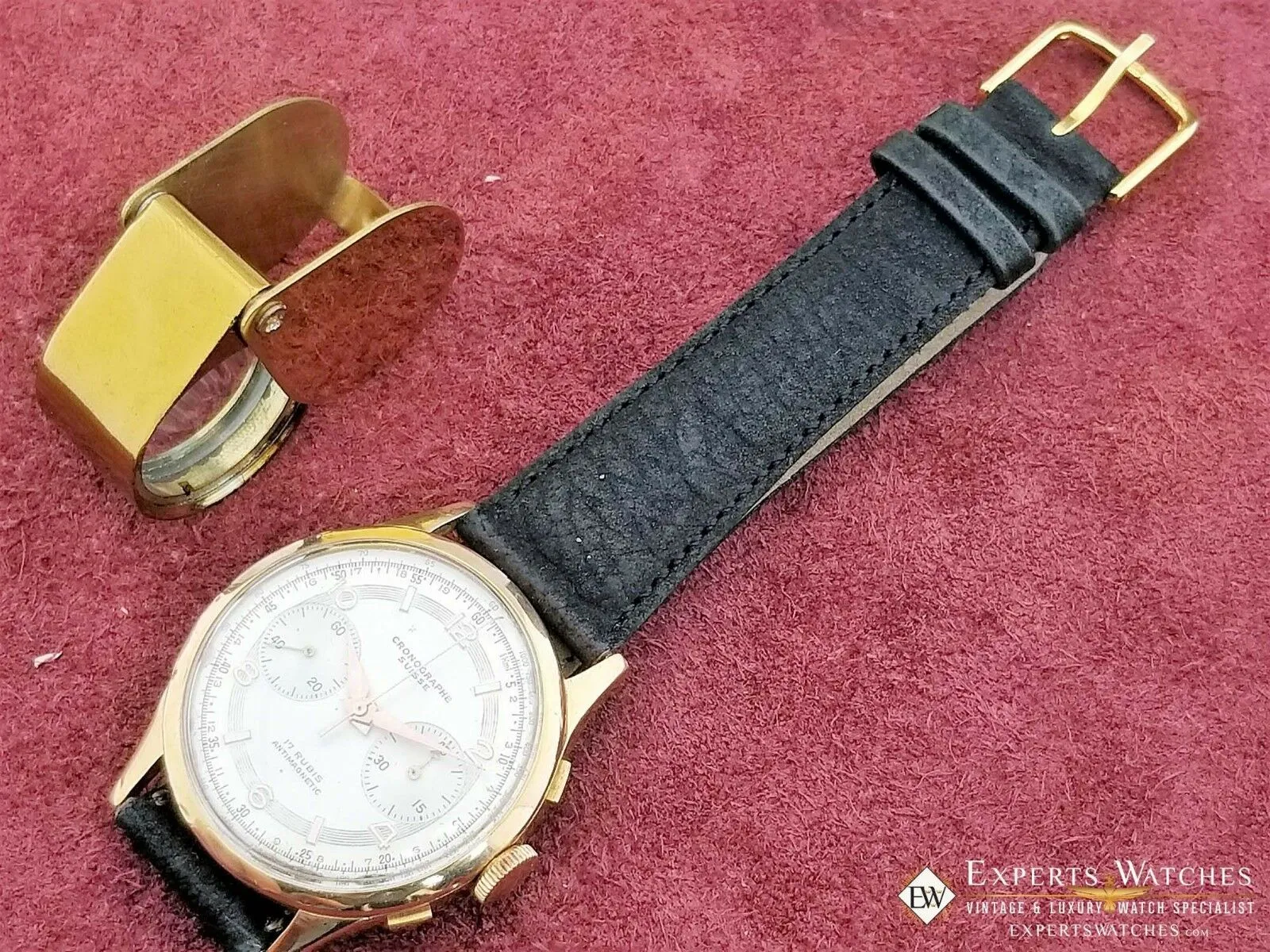 Serviced Vintage Cronographe Suisse Chronograph 18K Gold Landeron 248 Watch