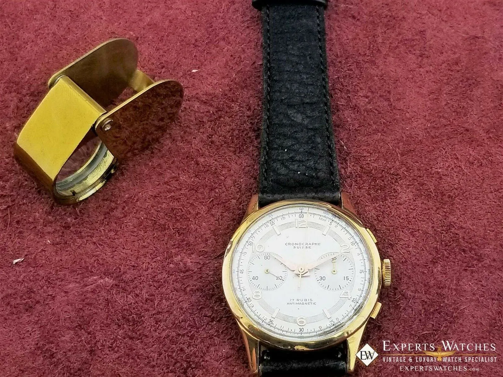 Serviced Vintage Cronographe Suisse Chronograph 18K Gold Landeron 248 Watch