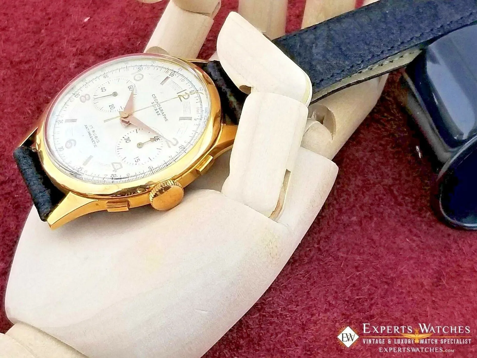 Serviced Vintage Cronographe Suisse Chronograph 18K Gold Landeron 248 Watch